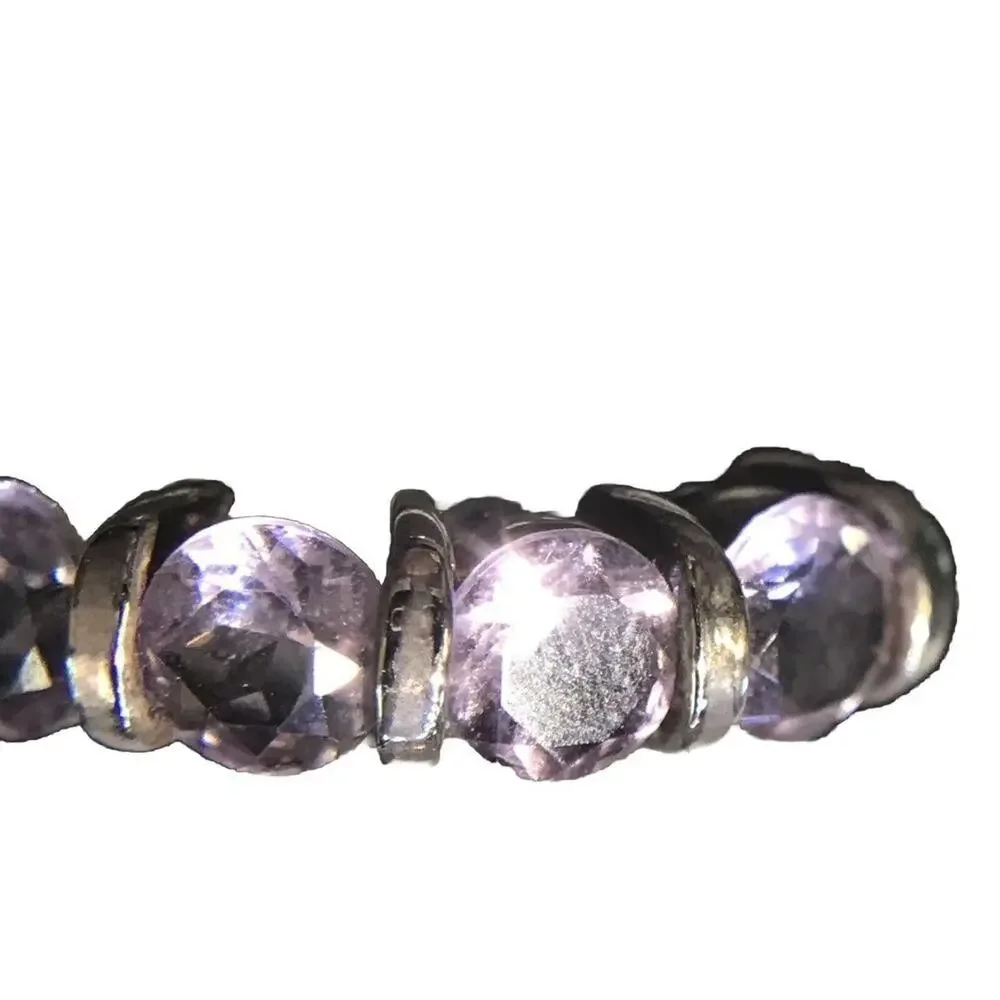 Amethyst Ring Sz6.25 4 Round Stones Sterling Silver 925 (All Stones Simulated)